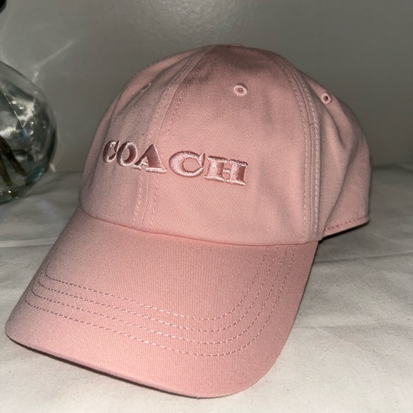 NEW ! NWT COACH Embroidered Logo Baseball Hat Blush Pink - Picture 1 of 5
